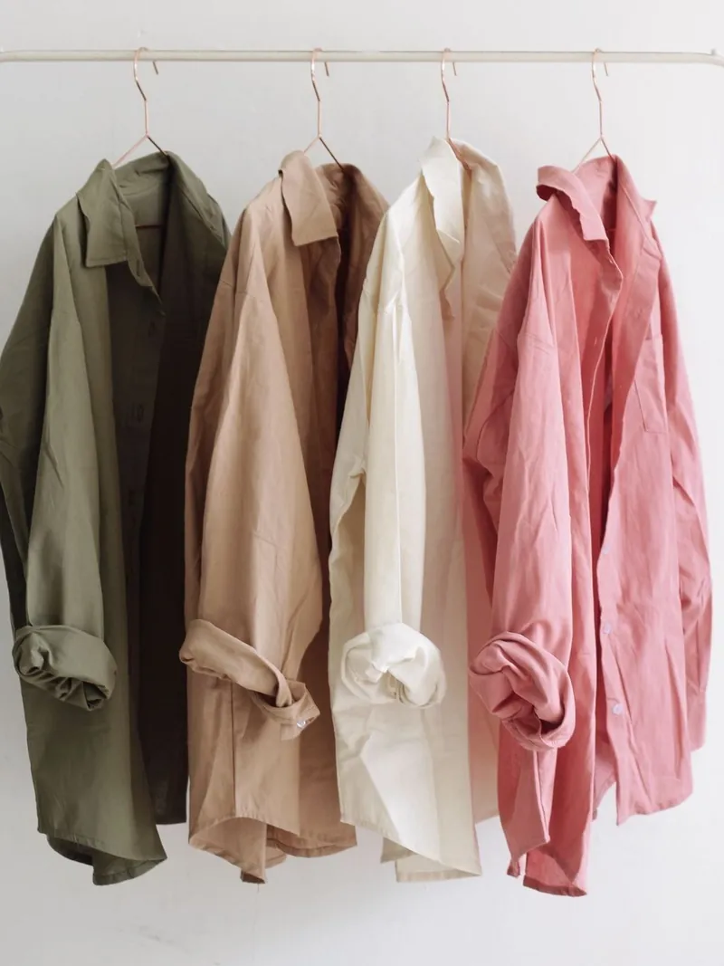 Cotton shirts on a rail