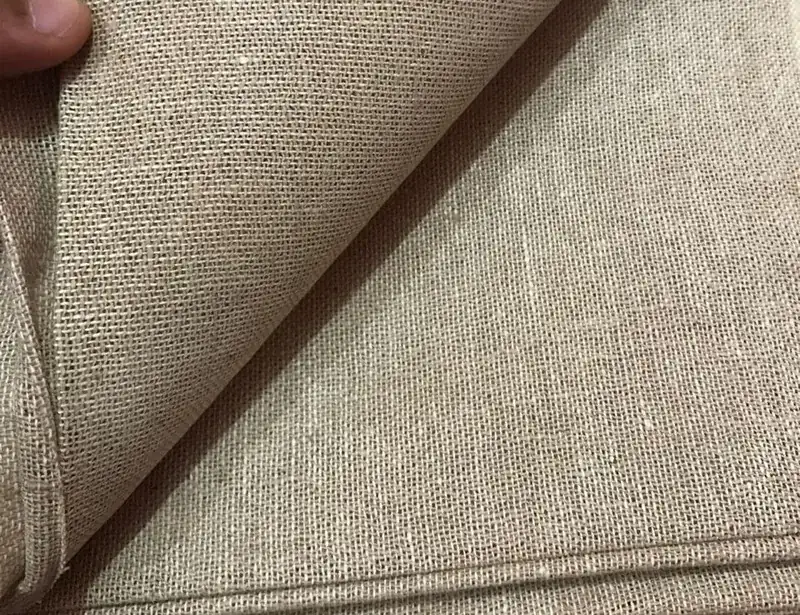 Close-up of a natural woven cotton fabric